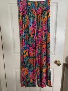Tropical Wide-Leg Beach Pants - Multicolor